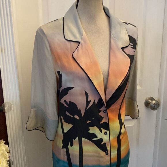 Zadig &Voltaire Soledad 100% viscose palm print blouse, US6 - Picture 3 of 9